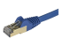 StarTech.com 50cm CAT6A Ethernet Cable, 10 Gigabit Shielded Snagless RJ45 100W PoE Patch Cord, CAT 6A 10GbE STP Network Cable w/Strain Relief, Blue, Fluke Tested/UL Certified Wiring/TIA - Close up