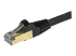 StarTech.com 50cm CAT6A Ethernet Cable, 10 Gigabit Shielded Snagless RJ45 100W PoE Patch Cord, CAT 6A 10GbE STP Network Cable w/Strain Relief, Black, Fluke Tested/UL Certified Wiring/TIA - Close up